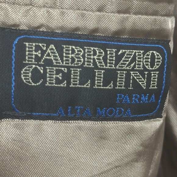 Fabrizio Cellini Mens Silk Wool Blend Houndstooth Tan Brown Blazer Jacket - Picture 13 of 16